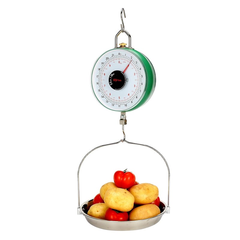 ta da 22LBS Double-Sided Display Mechanical Hanging Scale with Weighing Pan for Farm, Kitchen Food and Produce Weighing - Image 1